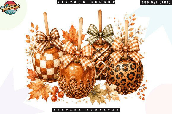 Download Autumn Caramel Apple Watercolor PNG - Caramel Collection
