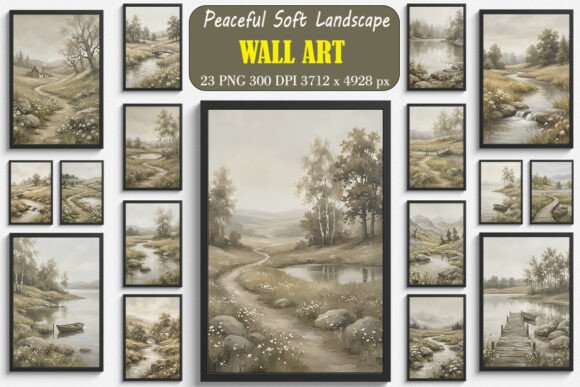 Download Peaceful Soft Landscape Wall Arts - Premium Bundle