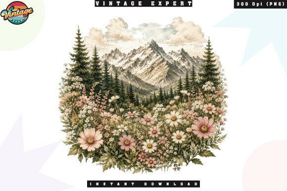 Download Wildflower Mountain Landscape PNG - Premium Bundle