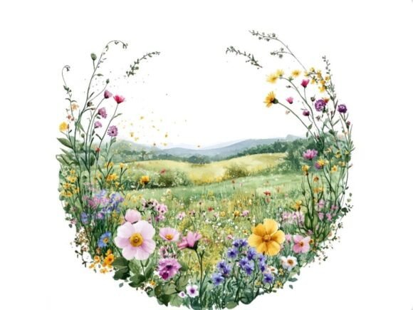 Download 10 Spring Meadow Landscape Circle Shape - Premium Bundle