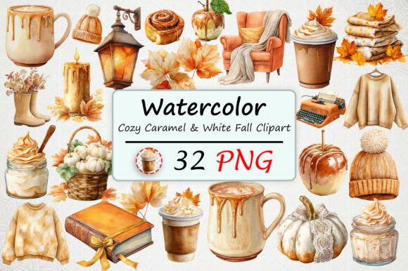 Download Cozy Caramel &amp; White Fall Clipart - Caramel Collection